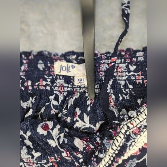 JOLT Womens Off the shoulder, blue with floral print blouse Size XXL Plus size. - Picture 3 of 6